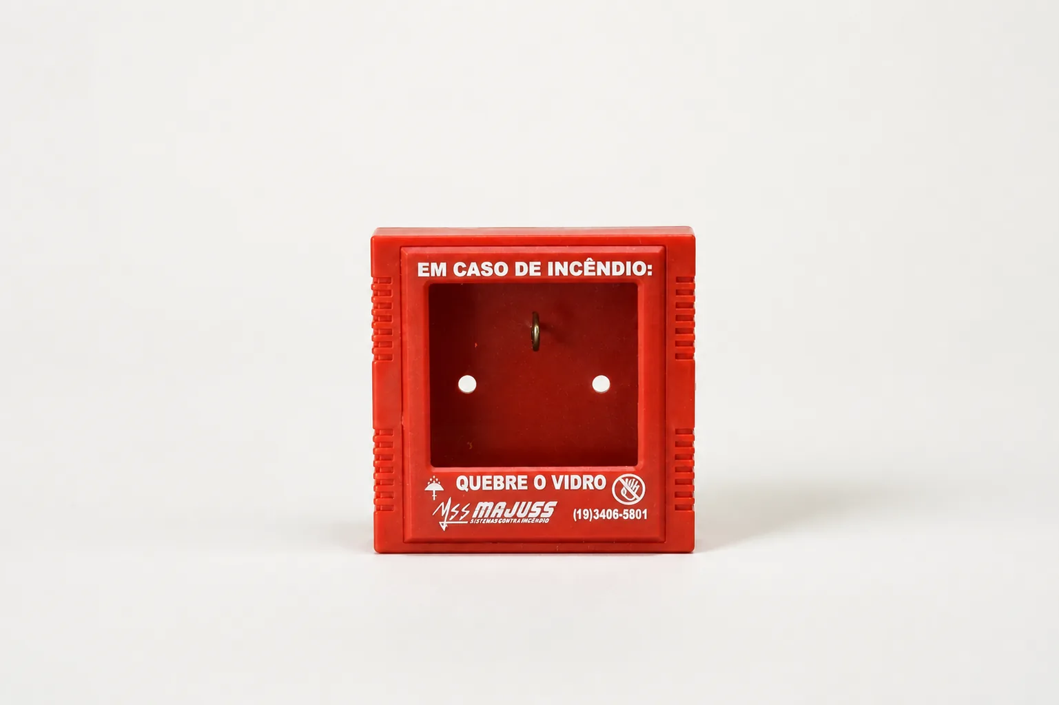 Acionador manual de alarme, produto da Majuss Eletroeletrônica