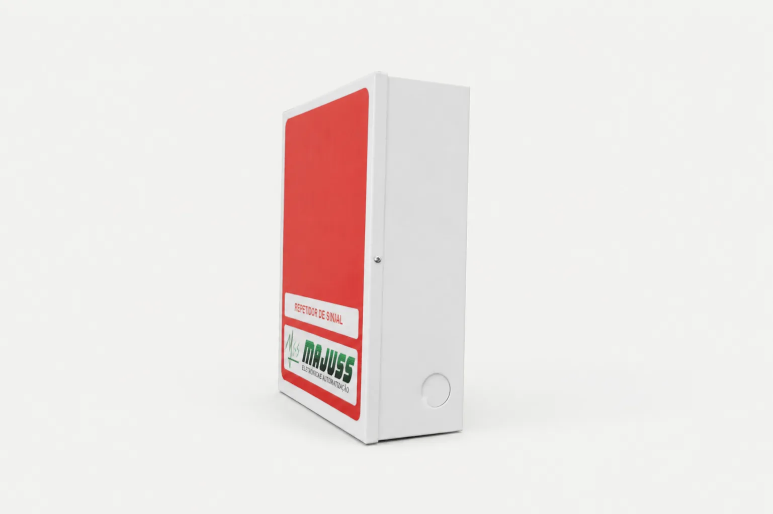 Repetidor de sirene — vista lateral, produto da Majuss Eletroeletrônica