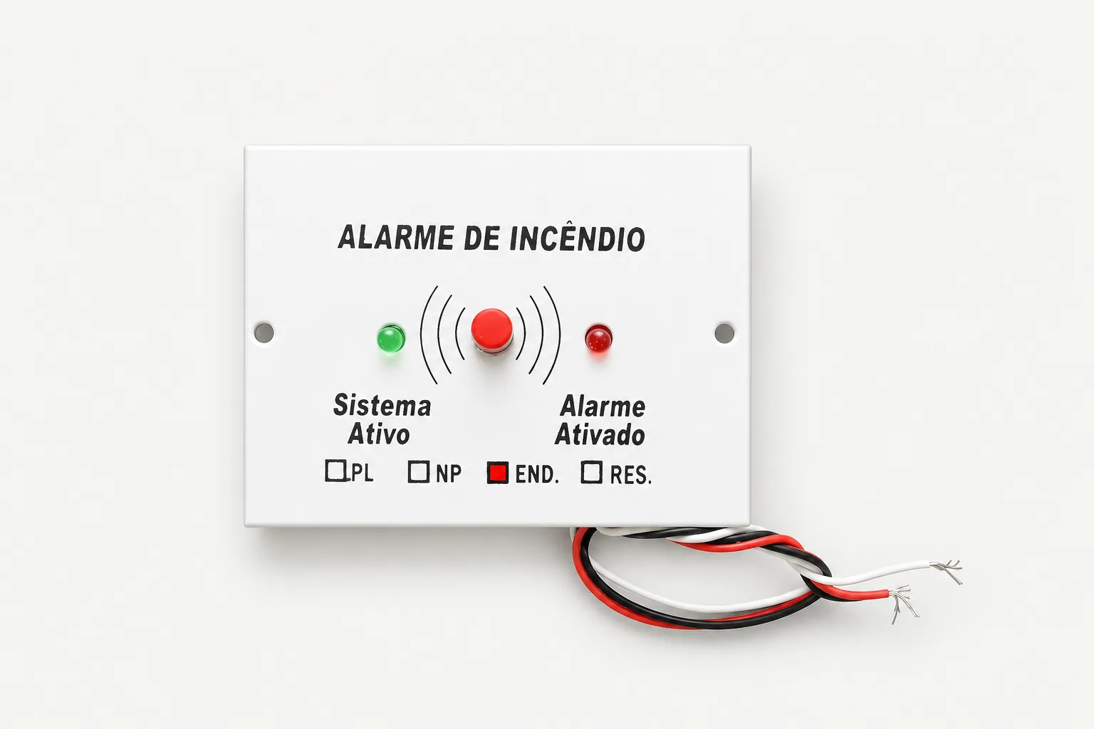 Painel de alarme com fiação, produto da Majuss Eletroeletrônica